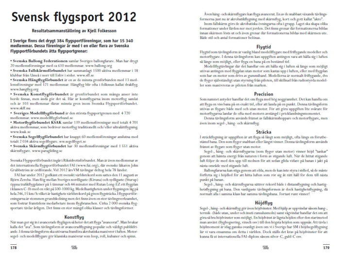 Svensk flygsport 2012 – Kjell Folkesson